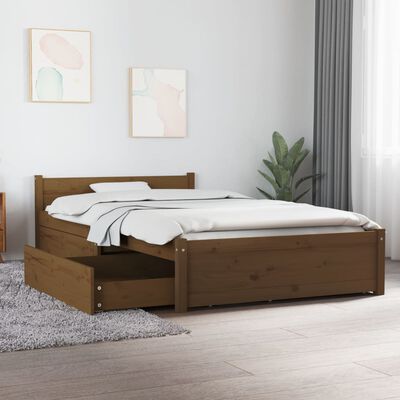 vidaXL Rama łóżka z szufladami, miodowy brąz, 90x200 cm