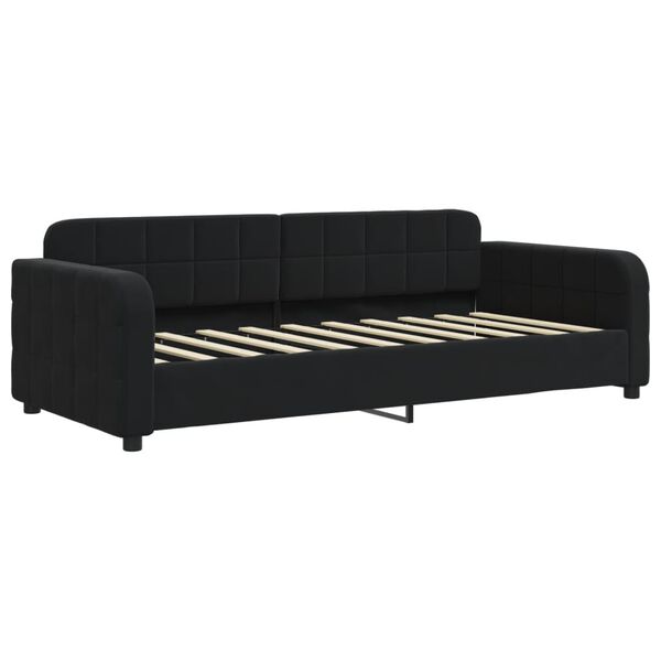 vidaXL Sofa rozsuwana z szufladami, czarna, 90x190 cm, aksamit