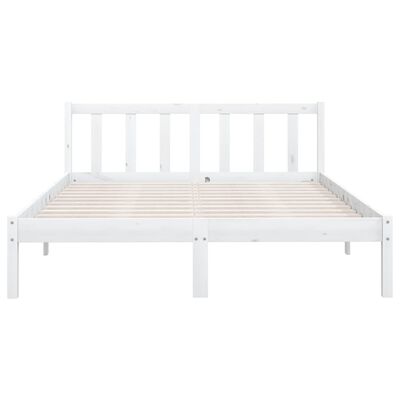 vidaXL Rama łóżka, biała, lite drewno sosnowe, 140 x 190 cm