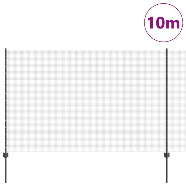 vidaXL Ogrodzenie z słupkiem Szary 1,5 x 10 m Stal i PVC