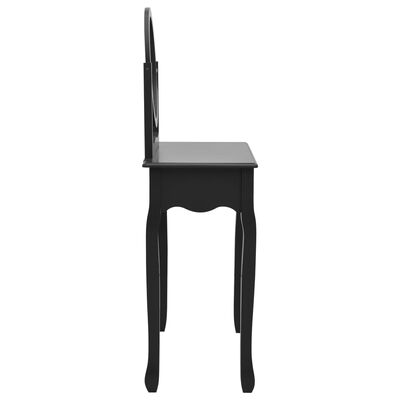 vidaXL Toaletka ze stołkiem, czarna, 65x36x128 cm, drewno paulowni MDF