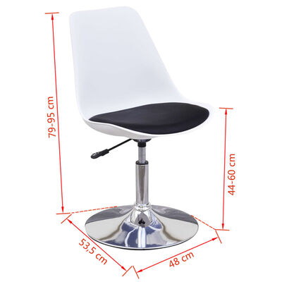 vidaXL Obrotowe krzesła stołowe, 2 szt., biało-czarne, sztuczna skóra