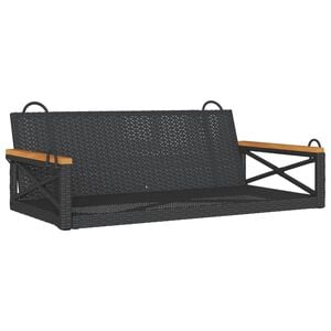 vidaXL Ławka bujana, czarna, 109x62x40 cm, polirattan