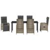 vidaXL Zestaw do jadalni w ogrodzie z poduszką 7 pcs Szary polirattan
