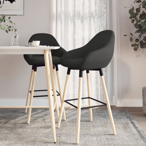 vidaXL Stołki barowe, 2 szt., czarne, tapicerowane tkaniną