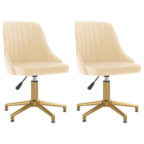 vidaXL Obrotowe krzesła stołowe, 2 szt., kremowe, aksamitne