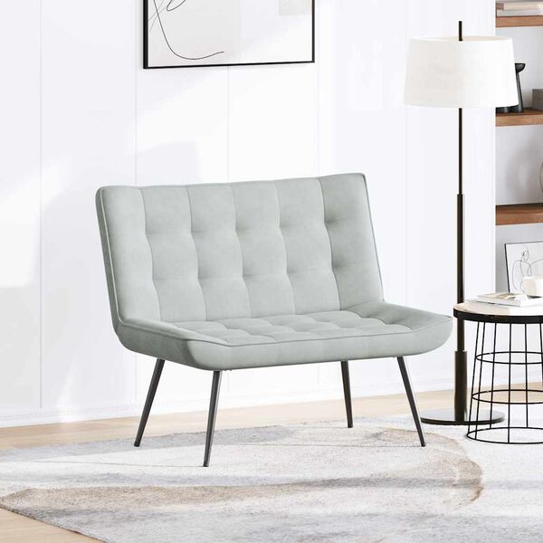 vidaXL Ławka, jasnoszara, 110x74x84 cm, tapicerowana aksamitem