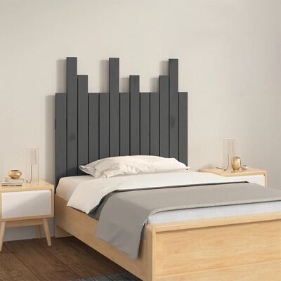 vidaXL Wezgłowie łóżka, szare, 82,5x3x80 cm, lite drewno sosnowe