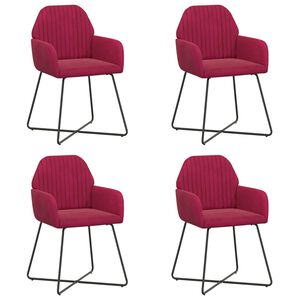 vidaXL Krzesła jadalne 4 szt. Welur Czerwone wino 55 x 50 x 84 cm