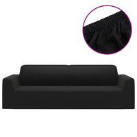 vidaXL Elastyczny pokrowiec na sofę 3-osobową, czarny, dżersejowy