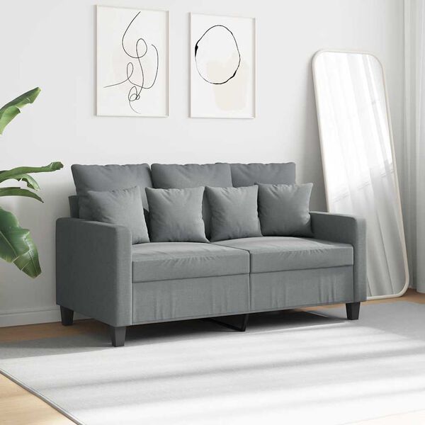 vidaXL Sofa 2-osobowa, jasnoszara, 120 cm, tapicerowana tkaniną
