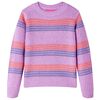 Sweter dziecięcy z dzianiny, w paski, liliowo-r&oacute;żowy, 128