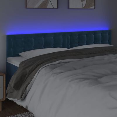 vidaXL Zagłówek do łóżka, ciemnoniebieski, 180x5x78/88 cm, aksamit