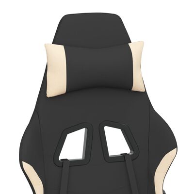 vidaXL Fotel gamingowy z podnóżkiem, czarno-kremowy, tkanina