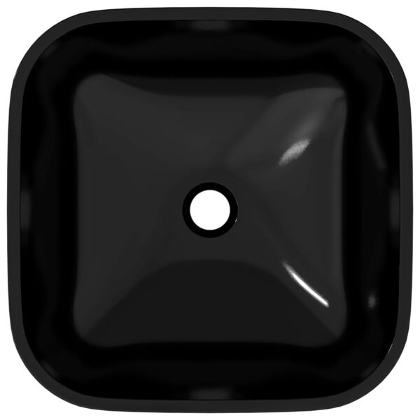 vidaXL Szklana umywalka, 42x42x14 cm, czarna