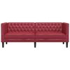 vidaXL Sofa Chesterfield, 3-os., bordowa, tapicerowana sztuczną skórą
