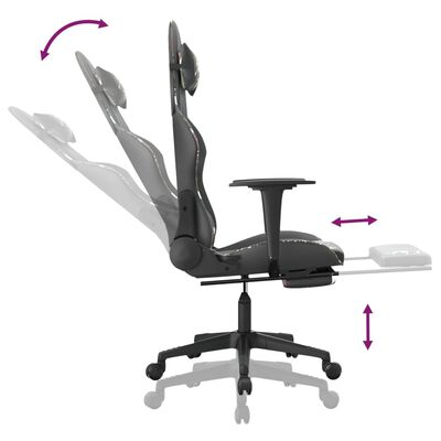 vidaXL Masujący fotel gamingowy z podnóżkiem, czarny i moro