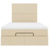 vidaXL Rama ł&oacute;żka otomana z materacem, kremowa, 120x190 cm, tkanina