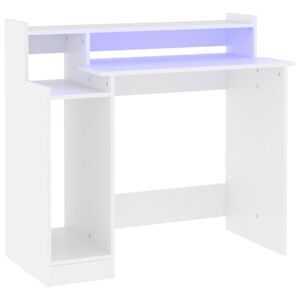 vidaXL Biurko z podświetleniem LED, białe, 97x45x90 cm