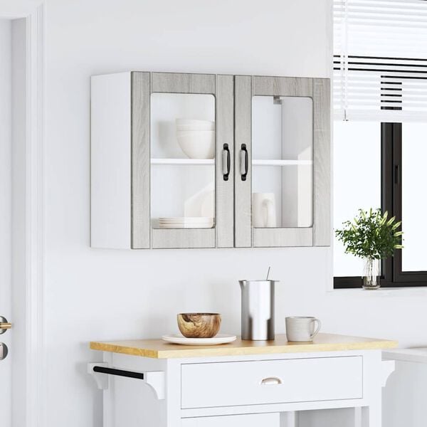 vidaXL Szafka ścienna kuchenna ze drzwiami, Lucca, szary dąb sonoma