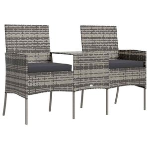 vidaXL 2-osobowa sofa ogrodowa ze stolikiem, polirattan, antracytowa