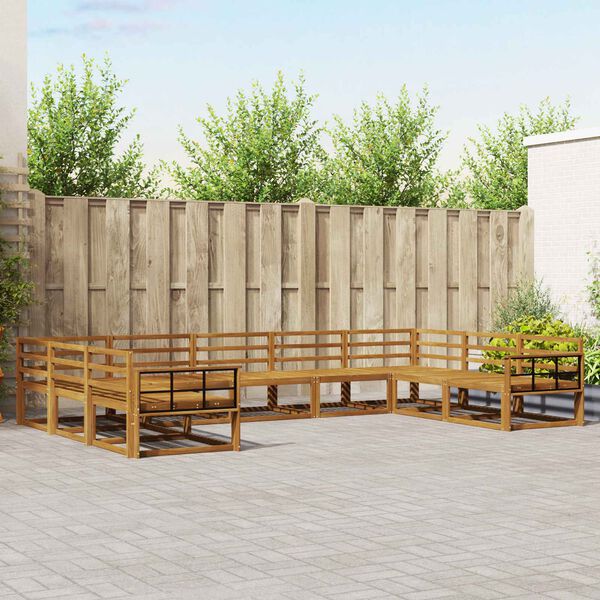 vidaXL Zestaw sof na zewnątrz 9 pcs Naturalny Lite Drewno Akacji