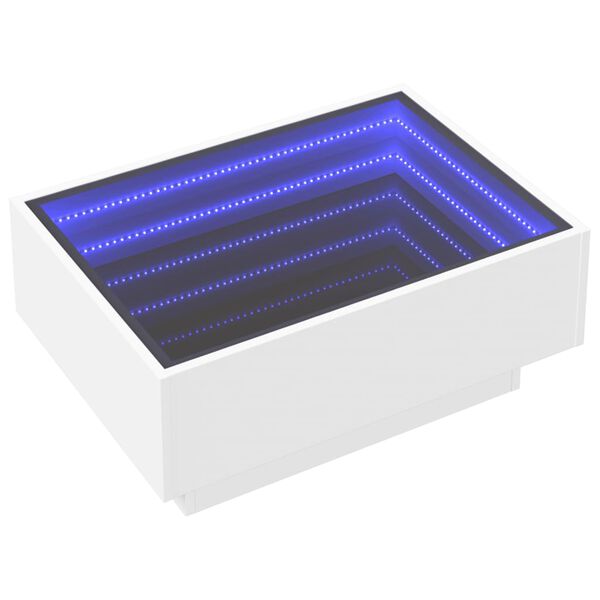 vidaXL Stolik kawowy z LED, biały, 70x50x30cm, materiał drewnopochodny
