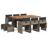 vidaXL 11-cz. zestaw mebli do ogrodu, z poduszkami, szary rattan PE