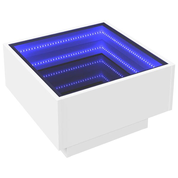 vidaXL Stolik kawowy z LED, biały, 50x50x30cm, materiał drewnopochodny