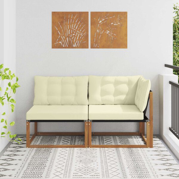 vidaXL Sofa środkowa i narożna 2 Sztuka Naturalny Lite Drewno Akacji