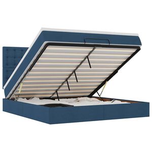 vidaXL Rama ł&oacute;żka otomana z materacem, niebieska, 160x200 cm, tkanina