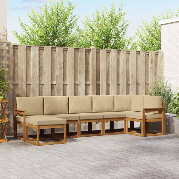 vidaXL Zestaw sof na zewnątrz z poduszką 7 pcs Naturalny i Beżowy