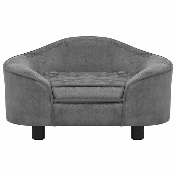 vidaXL Sofa dla psa, szara, 67x47x36 cm, pluszowa