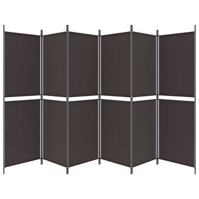 vidaXL Parawan 6-panelowy, brązowy, 300 x 180 cm, tkanina