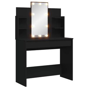 vidaXL Toaletka z oświetleniem LED, czarna, 96x40x142 cm