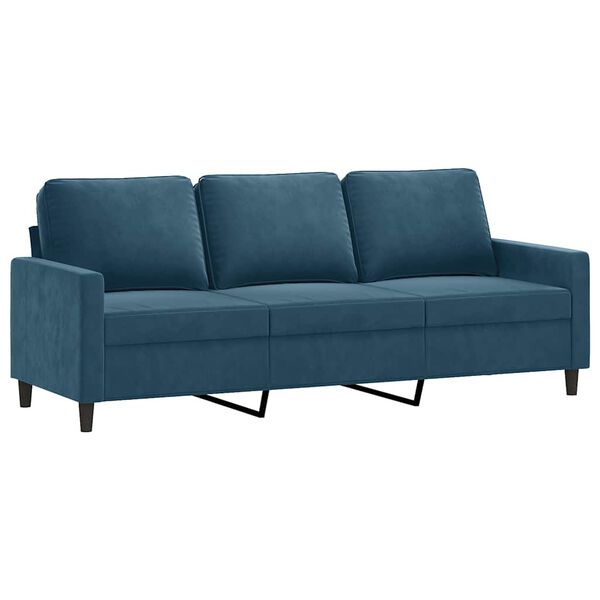 vidaXL 3-osobowa sofa z podn&oacute;żkiem, niebieska, 180 cm, aksamit