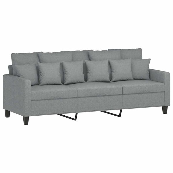 vidaXL Sofa 3-osobowa, jasnoszara, 180 cm, tapicerowana tkaniną