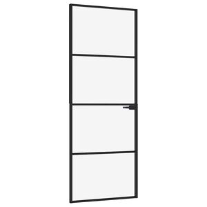 vidaXL Drzwi wewnętrzne, czarne, 76x201,5 cm, szkło i aluminium