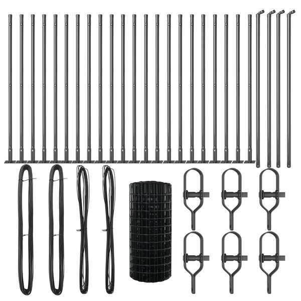 vidaXL Ogrodzenie z słupkiem Szary 0,4 x 50 m Stal i PVC