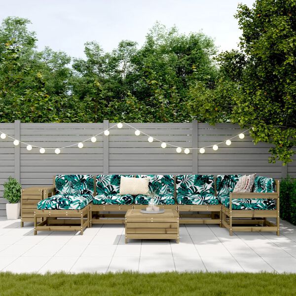 vidaXL 9-cz. zestaw wypoczynkowy do ogrodu, impregnowana sosna