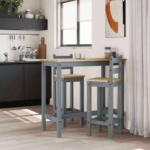 vidaXL Krzesła barowe, 2 szt., szare, lite drewno sosnowe