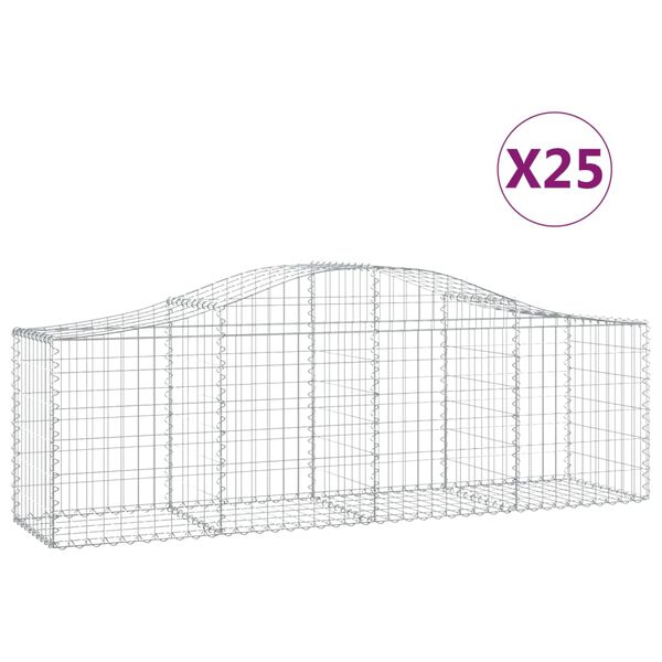 vidaXL Kosze gabionowe, 25 szt, 200x50x60/80 cm, galwanizowane żelazo