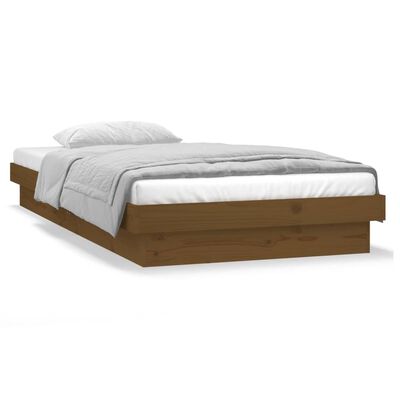 vidaXL Rama łóżka z LED, miodowy brąz 75x190 cm, pojedyncza, drewniana