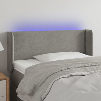 vidaXL Zagłówek do łóżka z LED, jasnoszary, 83x16x78/88 cm, aksamit