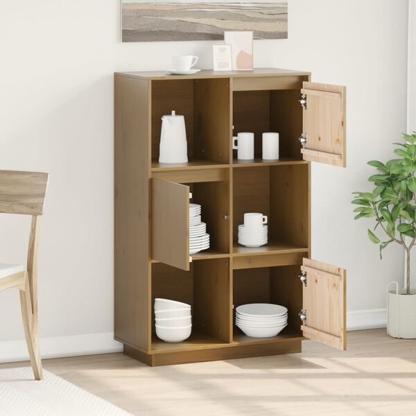 vidaXL Szafka, miodowy brąz, 74x35x117 cm, lite drewno sosnowe