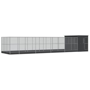 vidaXL Woliera z przedłużeniem, srebrna, 1118x303x216 cm, stalowa