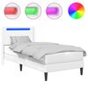 vidaXL Ramka ł&oacute;żka z paskami LED Biały 100 x 200 cm Ekosk&oacute;ra