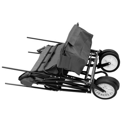 vidaXL Składany wózek ręczny z daszkiem, stalowy, szary