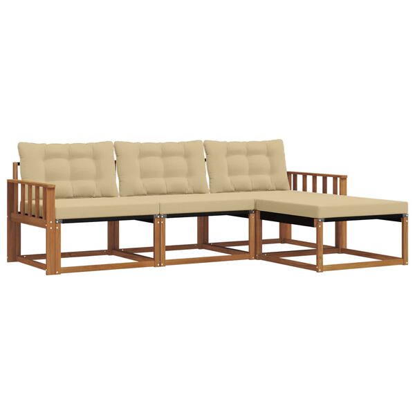 vidaXL Zestaw sof na zewnątrz z poduszką 4 pcs Naturalny i Beżowy
