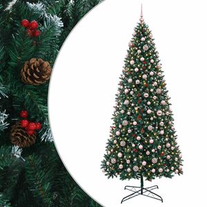 vidaXL Sztuczna choinka na zawiasach z bombkami 400 cm 600 LED